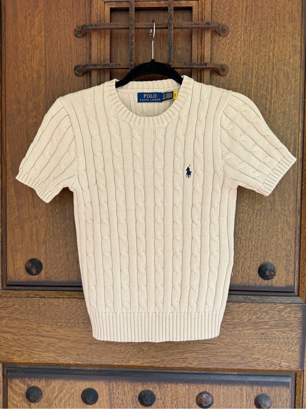 Ralph Lauren Cream Cable-Knit Crewneck Sweater Size XS